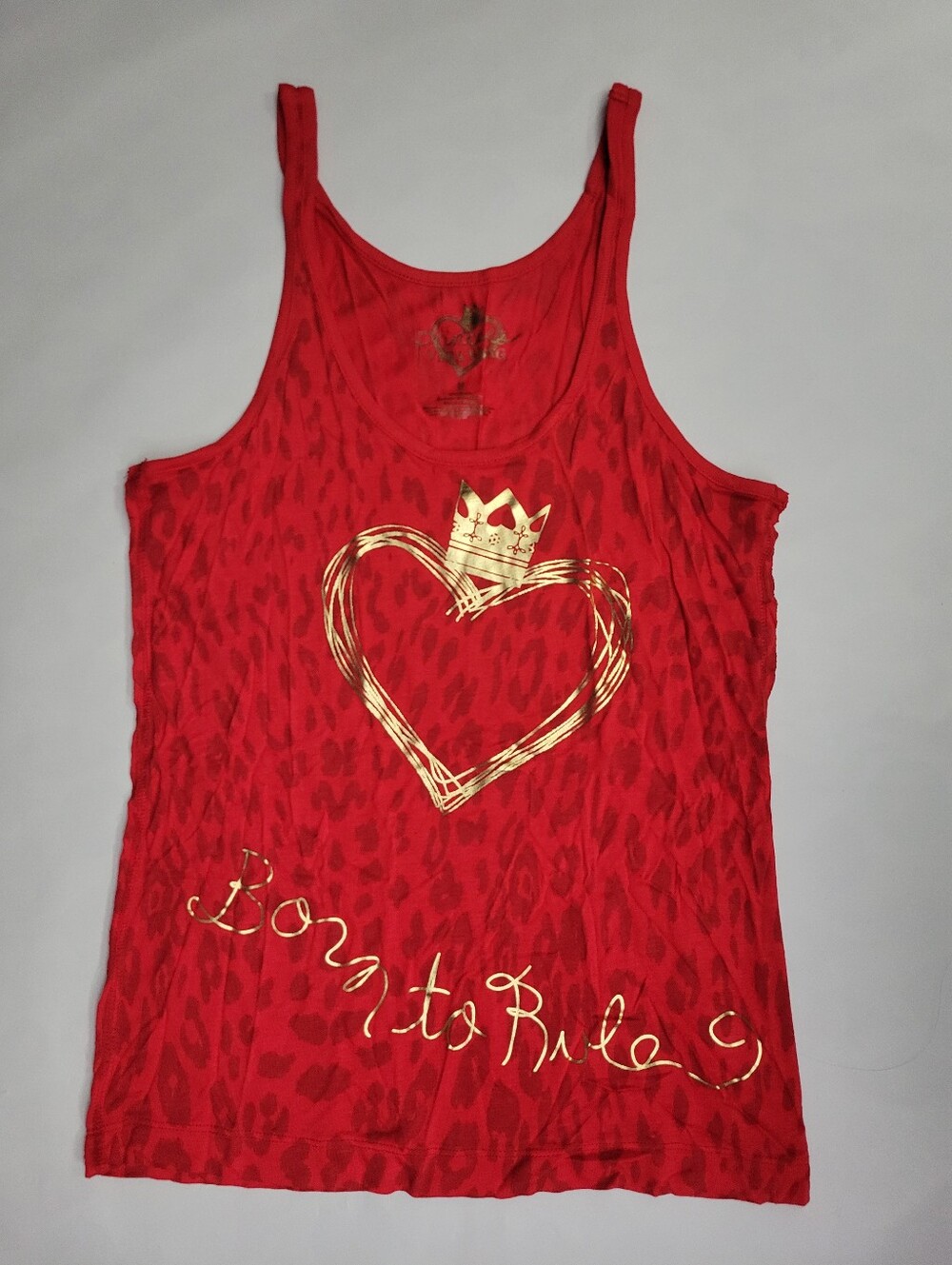 Princess Vera Wang Red Graphic Cheetah Print Tank Top